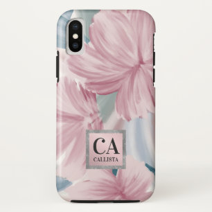 Elegantes Rosa Blau Silber Glitzer Monogramm Case-Mate iPhone Hülle