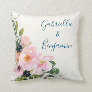 Elegantes rosa blaues, florales Wasser Personalisi Kissen