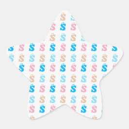 Elegantes rosa blaues Mit Monogramm Zeichensymbol Stern-Aufkleber