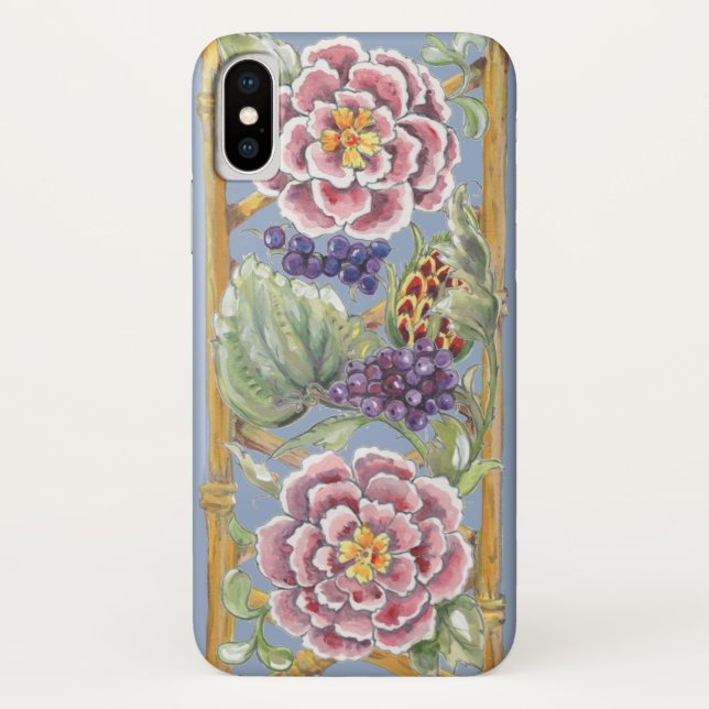 Elegantes Rosa, blaues Wasser Farbe Chinoiserie Case-Mate iPhone Hülle (Rückseite)