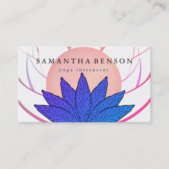 Elegantes Rosa & Blue Lotus Blume Logo Yoga Visitenkarte (Vorderseite)
