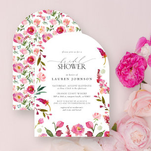 Elegantes rosa Blume Brautparty Einladung
