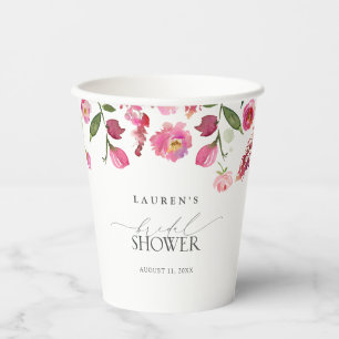 Elegantes rosa Blume Brautparty Pappbecher
