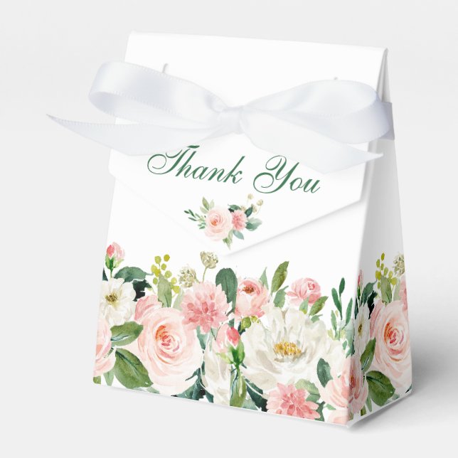 Elegantes Rosa Blume Grünes Brautparty Geschenkschachtel (Vorderseite)