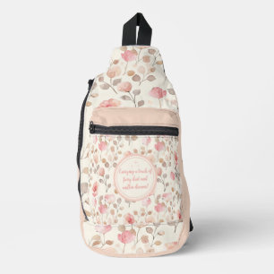 Elegantes rosa Blume Muster Crossbody Bag