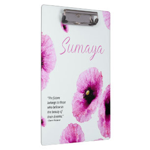 Elegantes rosa Blumen-Clipboard anpassbar Klemmbrett