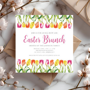 Elegantes rosa Blumen-Tulpen-Oster-Brunch Einladung