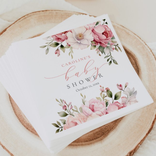 Elegantes rosa Blumenbaby in Bloom Girl Baby Showe Serviette (Von Creator hochgeladen)