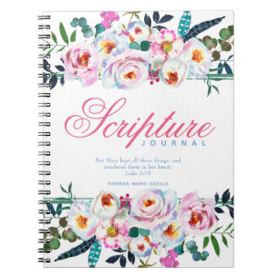 Elegantes rosa Blumenblatt mit Namen der Schrift Notizblock