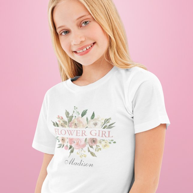 Elegantes Rosa Blumenblume Mädchen Kinder T-Shirt (Von Creator hochgeladen)
