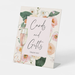 Elegantes rosa Blumenbrunch & Bubbly Brautparty Sockelschild