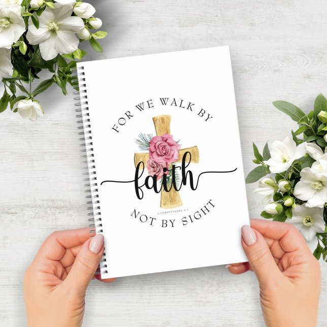 Elegantes rosa Blumenkreuz Notizblock (Elegant Pink Floral Cross Notebook)