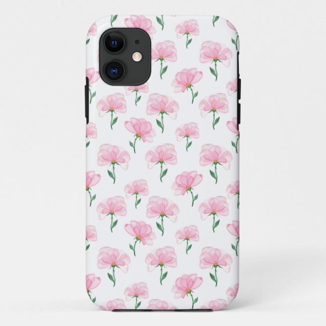Elegantes rosa Blumenmuster Case-Mate iPhone Hülle (Rückseite)