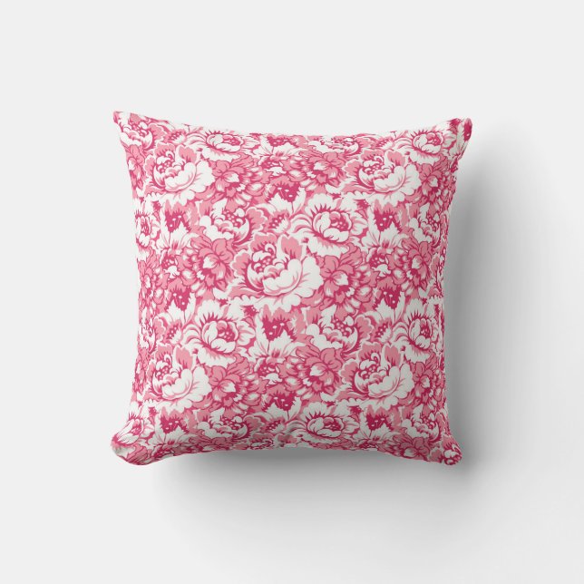 Elegantes rosa Blumenmuster Girly Chic Kissen (Vorderseite)
