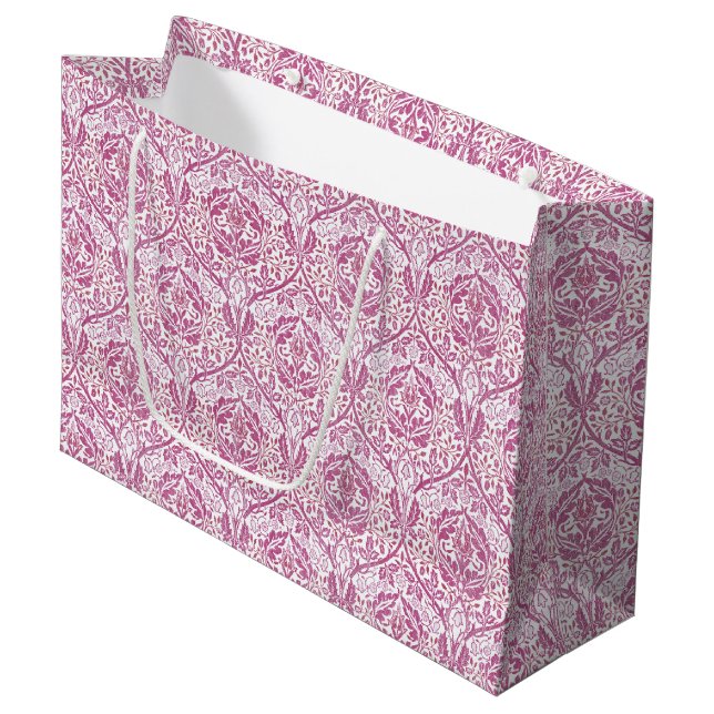 Elegantes rosa Blumenmuster Große Geschenktüte (Vorderseite Schrägansicht)