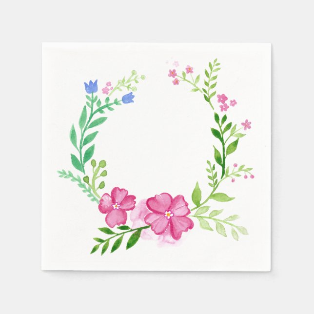 Elegantes rosa Blumenpapier Serviette (Vorderseite)