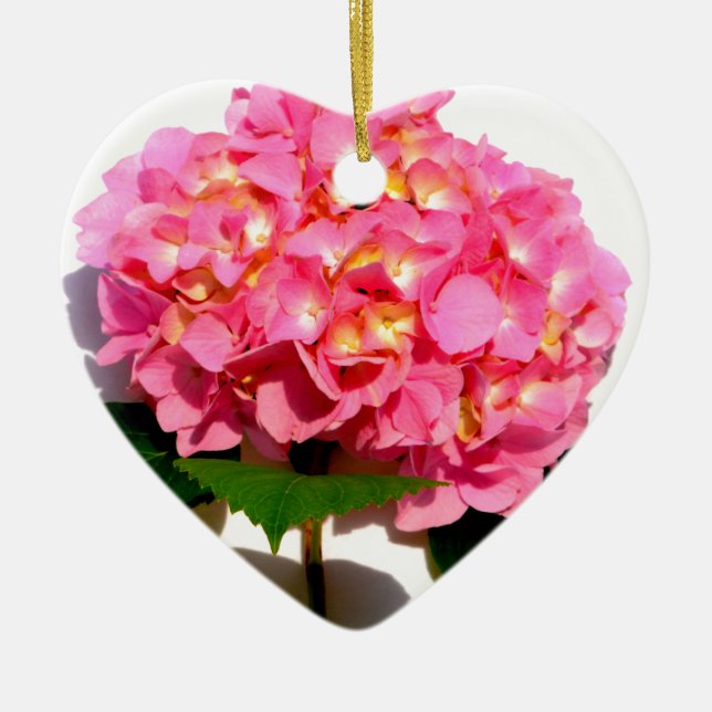 Elegantes rosa, blumenrosa Hydrangea Keramik Ornament (Vorne)