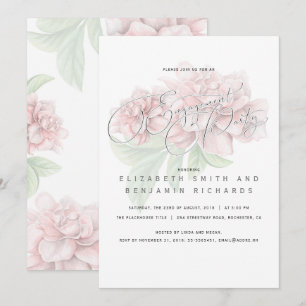 Elegantes rosa Blumentypographie-Verlobungs-Party Einladung