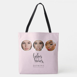 Elegantes Rosa-Blush 3-Foto-Wimpern- und Augenbrau Tasche