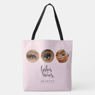 Elegantes Rosa-Blush 3-Foto-Wimpern- und Augenbrau Tasche