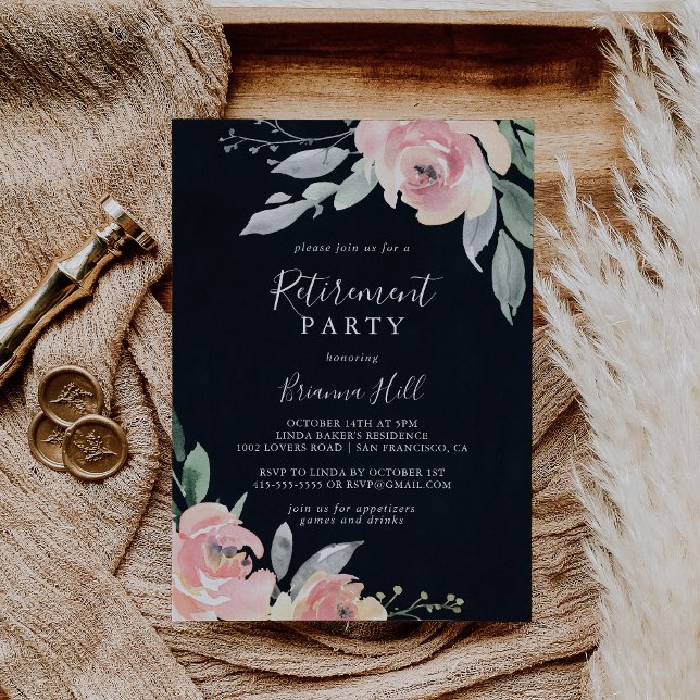 Elegantes Rosa Blush Bloral Pension Party Einladun Einladung (Von Creator hochgeladen)