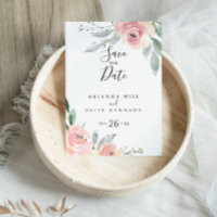 Elegantes Rosa Blush Bloral Save the Date