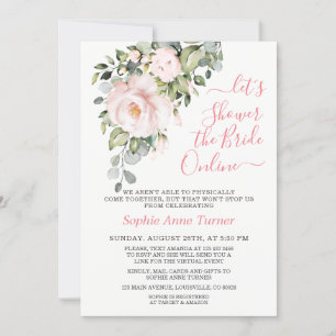 Elegantes Rosa Blush Blume Virtual Brautparty Einladung