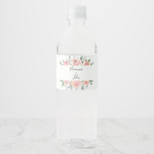 Elegantes Rosa Blush Blumenwasser Hochzeitswasser