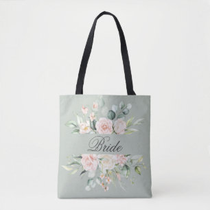 Elegantes rosa Blush Bride Wasserfarbenskript Tasche