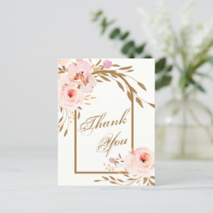Elegantes Rosa Blush Floral Wedding Foto Vielen Da Postkarte