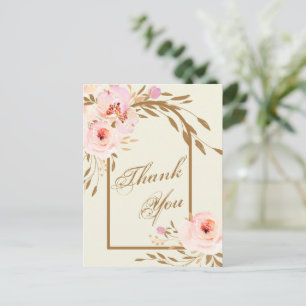Elegantes Rosa Blush Floral Wedding Foto Vielen Da Postkarte