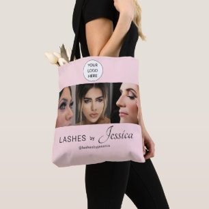 Elegantes Rosa-Blush-Schwarz-Script 3 Foto-Wimpern Tasche
