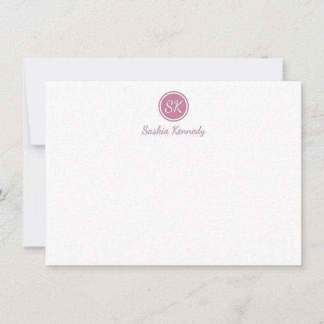 Elegantes rosa Blush Script Monogram Beruflich Mitteilungskarte (Vorderseite)