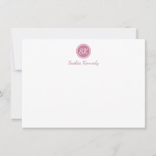 Elegantes rosa Blush Script Monogram Beruflich Mitteilungskarte