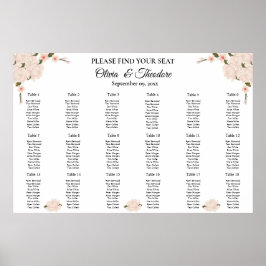 Elegantes rosa Blütenblütenblatt Hochzeitskarte Poster