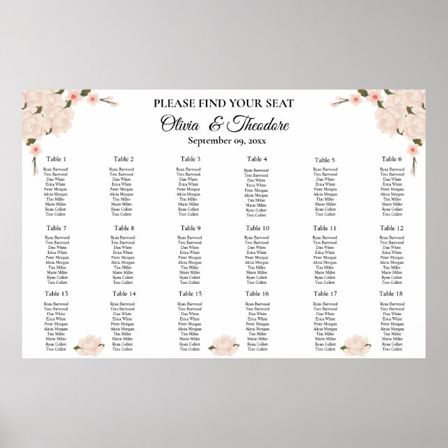 Elegantes rosa Blütenblütenblatt Hochzeitskarte Poster (Vorne)