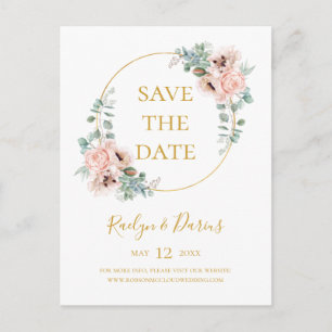 Elegantes Rosa-Blütenmuster   Save-the-Date-Postka Einladungspostkarte