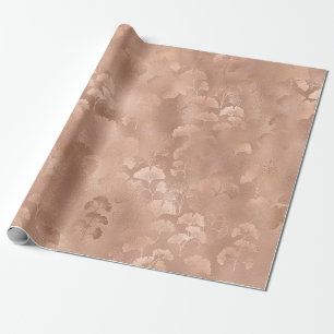 Elegantes rosa botanisches Ginkgo-Gold-Laub-Druckm Geschenkpapier