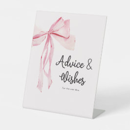 Elegantes rosa Bow Advice & Wishings Brautparty Sockelschild