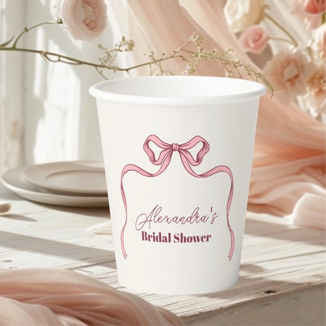 Elegantes rosa Bow-Brautparty Pappbecher (Von Creator hochgeladen)
