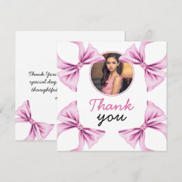 Elegantes Rosa Bow Coquette Foto Sweet 16 Birthday Dankeskarte