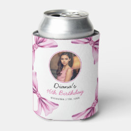 Elegantes Rosa Bow Coquette Foto Sweet 16 Birthday Dosenkühler