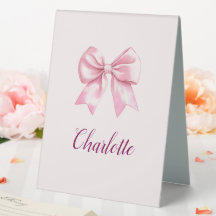 Elegantes rosa Bow Personalisiertes Tabellenzeiche