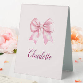 Elegantes rosa Bow Personalisiertes Tabellenzeiche Tischaufsteller