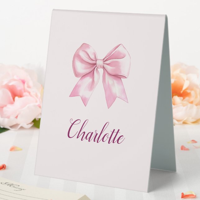 Elegantes rosa Bow Personalisiertes Tabellenzeiche Tischaufsteller (In Situ (Hochzeit))