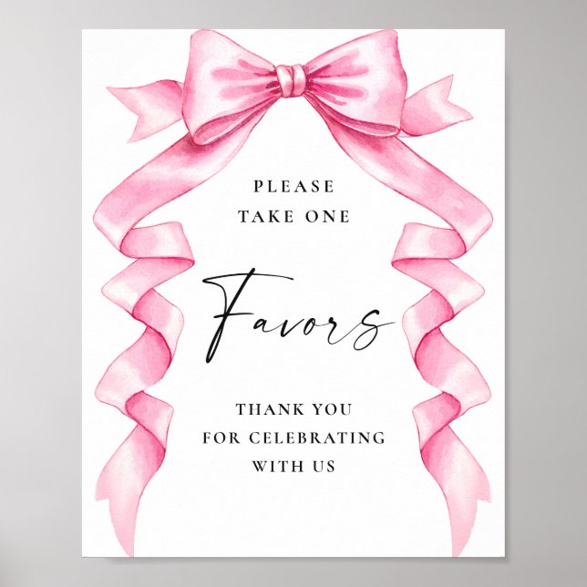 Elegantes rosa Bow Ribbon Liebling beim Hochzeitsz Poster (Vorne)