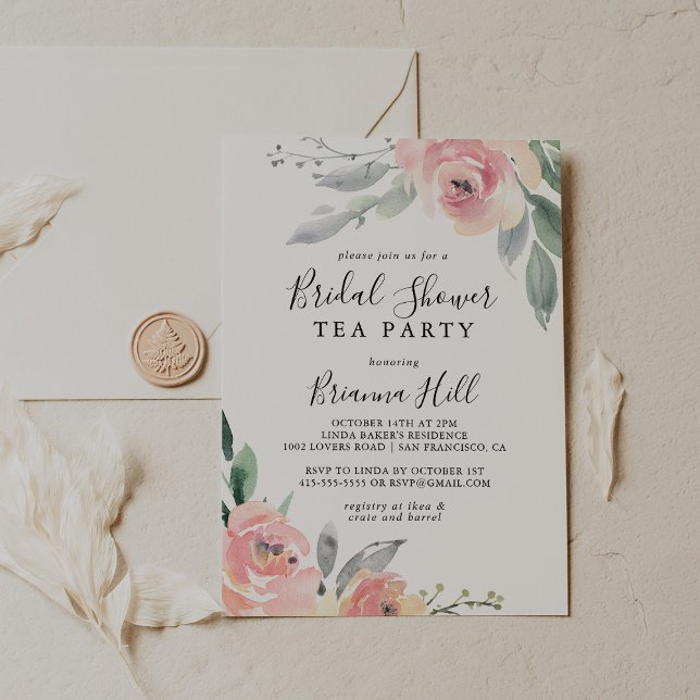 Elegantes rosa Brautparty Blush Tea Party Einladung (Von Creator hochgeladen)