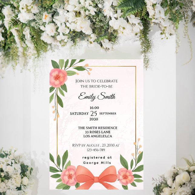 Elegantes Rosa Brautparty Einladung (Von Creator hochgeladen)