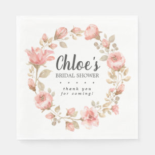 Elegantes rosa Brautparty Floral Vielen Dank Serviette