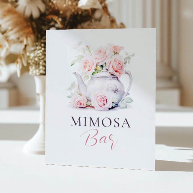 Elegantes Rosa Brautparty Mimosa Bar Sockelschild (Von Creator hochgeladen)